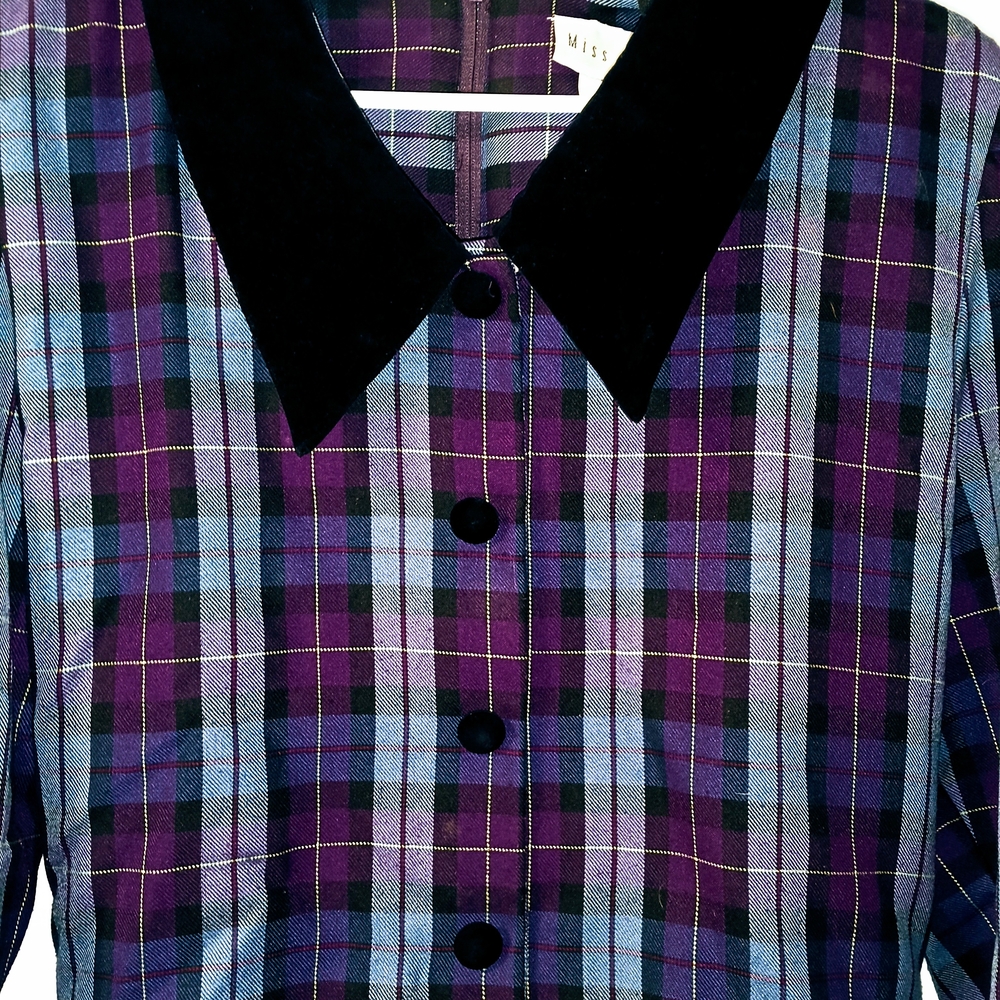 Vibrant Purple and Blue Plaid Dress - Picture 3 of 5